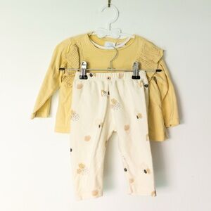 Zara Mustard Long Sleeve Top and Cream Floral Pants